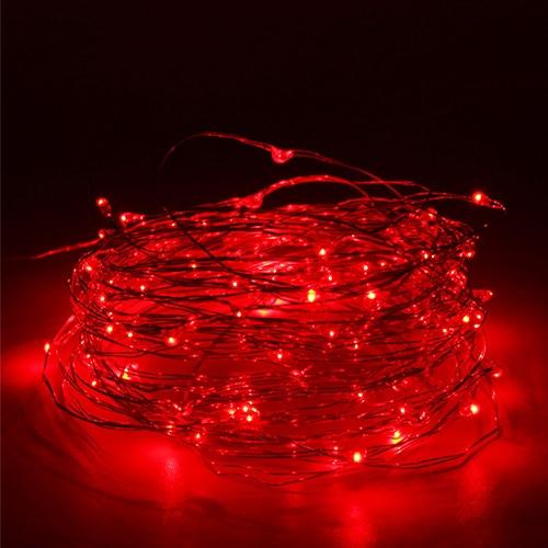 2 Stück Lichterkette für Neujahr, LED-Weihnachtslicht, wasserdicht, Kupferdraht, Lichterkette für Hochzeit, Girlande, Party, 1 m, 2 m, 3 m, 5 m, Vorhang-Licht 1M rot