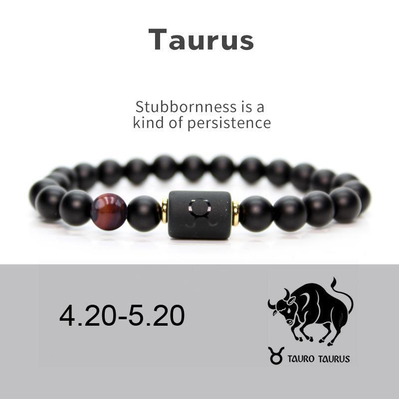 Männer Frauen 12 Konstellation Armband Elastisches Armband Handgewebte Einstellbare Natürliche Tigerauge Obsidian Armband Party Geschenk Schmuck taurus
