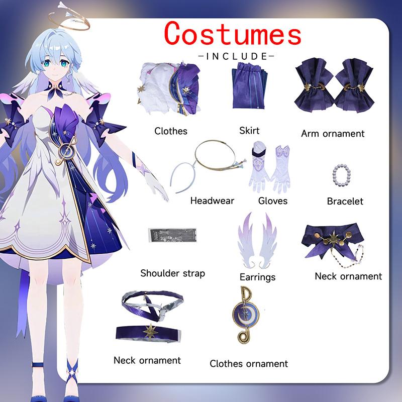 Ysir Honkai Impact Robin Cos Kostüme Spiel Anime Robin spielt ein komplettes Set weiblicher Kostüme XXL blau