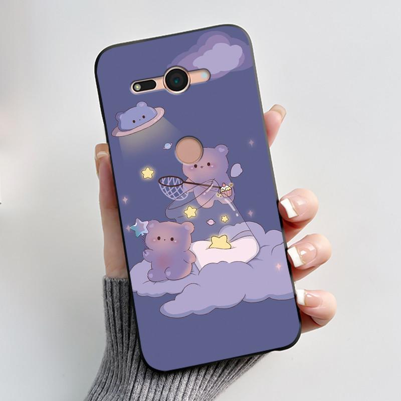 Für Sony Xperia XZ2 Compact H8324 H8314 Hülle Ästhetisch Mode Niedliche Katze Cartoon Stoßfest Schwarz Silikon Weich Schlank Rückseite Abdeckung Sony H8324 H8314