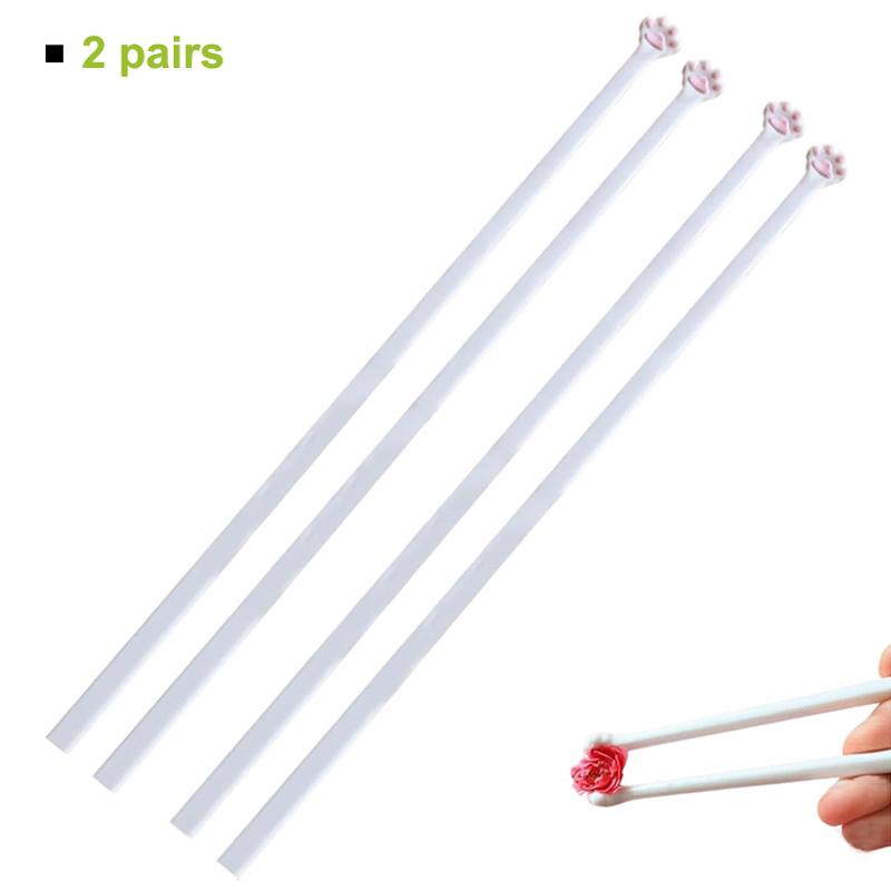Cat Paw Chopsticks Cute Pink Paw Prints, Reusable Non-Slip Chopsticks Cooking Tools, Lightweight Food Clip Gift For Cat Lovers 2pairs