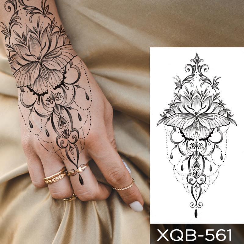 Neue 210*114mm traum catcher gefälschte temporäre tattoo rentiyis frauen schwarz henna lotus tattoo wolf kompass feder tattoo körper arm brust aufkleber XQB-561