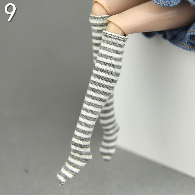 1 paar Puppe Gestreiften Lange Socken Geeignet für Blythe Puppe Strümpfe Fit Für Blyth 1/6 BJD Zubehör Puppenhaus Spielhaus DIY Spielzeug elfenbein