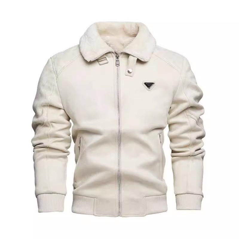 Neuer heißer Stil Revers warme Wildleder Herrenjacke modische Jacquard Pelzkragen Herrenjacke XL