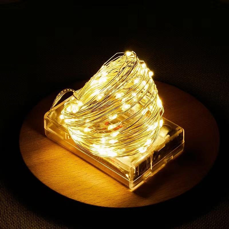 LED-Lichterkette 10M 5M 2M Lichterkette Home Weihnachten 2024 Hochzeitsfeier Dekor mit 3 * AA-Batterien betrieben 2M 20LED warm weiße