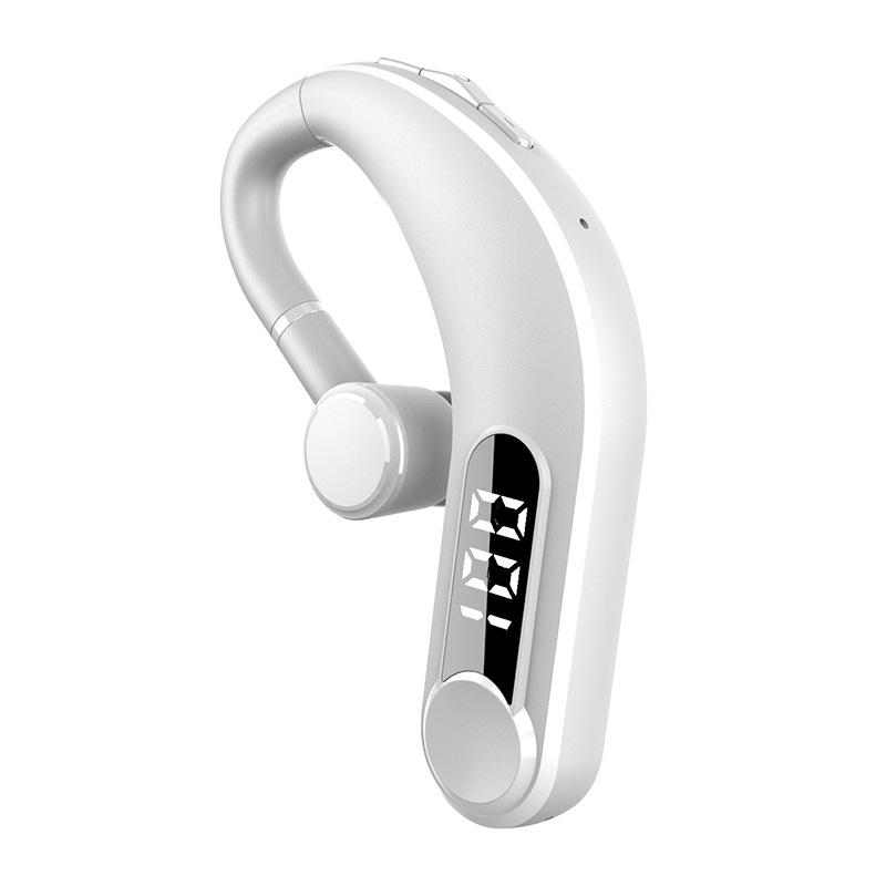 Bluetooth-Einzelohr-Kopfhörer Business Sport Super Long Standby-Headset Digitalanzeige Drahtloser Kopfhörer weiß