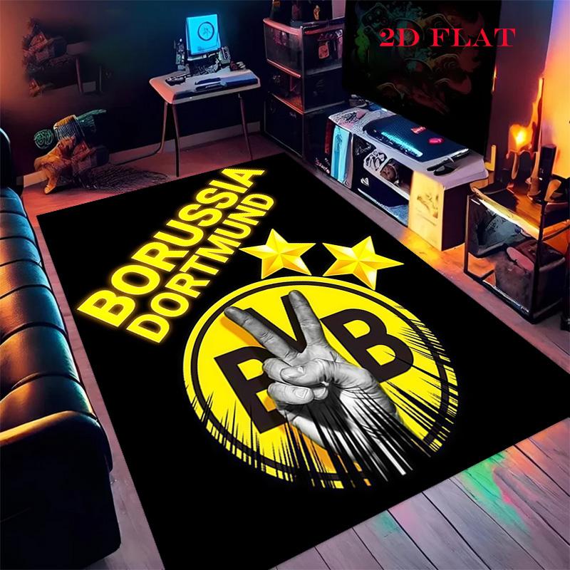 Mutiges BVB-Logo Teppich für Wohnzimmer Schlafzimmer Zuhause Sofadekoration, Kinderspiel Rutschfeste Bodenmatte 100x120cm( 39x47in )