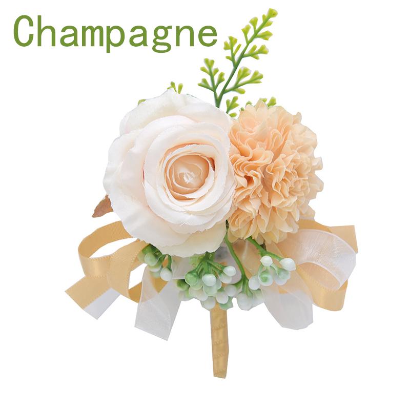 Seidenrosen-Boutonniere Bräutigam Kunstblumen-Bouquet Korsage Brautbrosche Anstecknadeln Knopfloch Hochzeitsfeier Zeremonie Schmuck