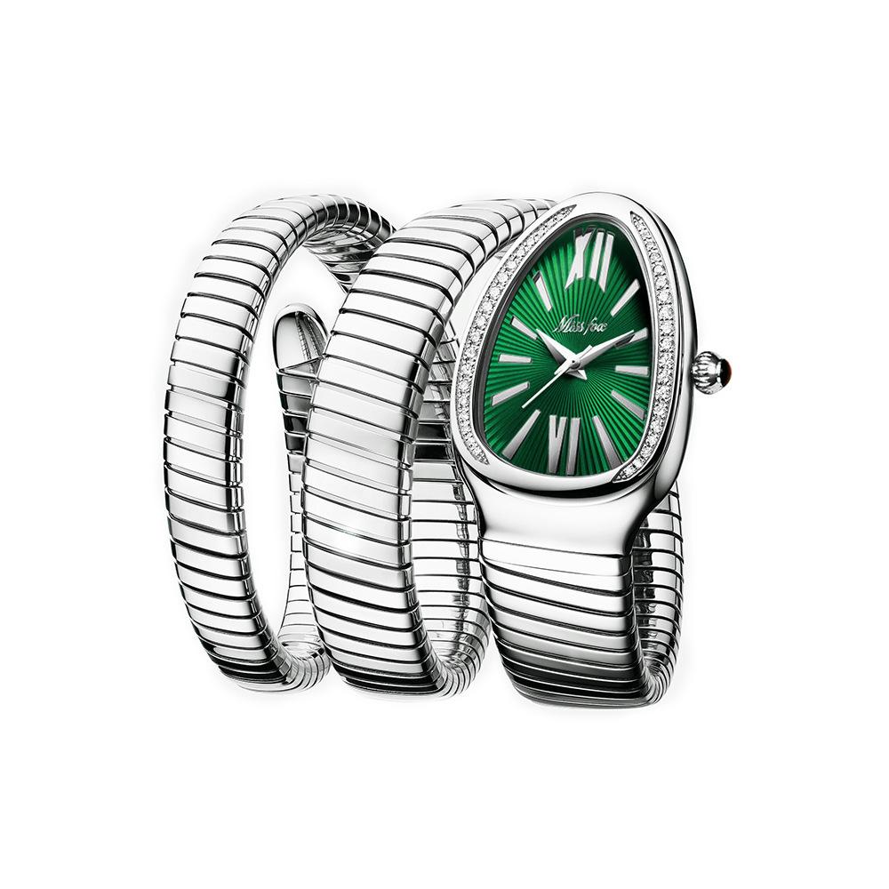 Missfox Uhr, High Fashion Personalisierte Schlange Schlange Schlange Wickelnd Drei-Kreis Armbanduhr