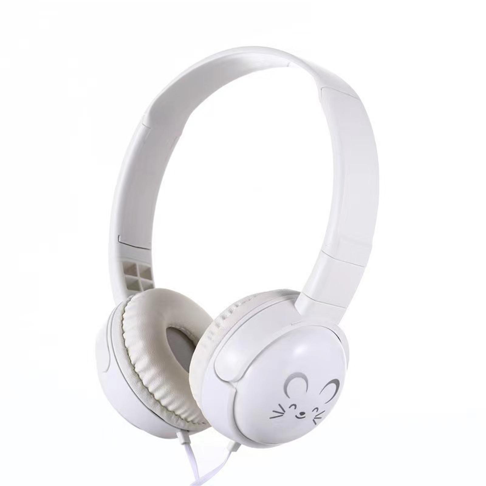3,5 mm kabelgebundene Over-Ear-Kopfhörer, tragbare Musik-Kopfhörer für Kinder, MP4, MP3, Smartphones, Laptops weiß