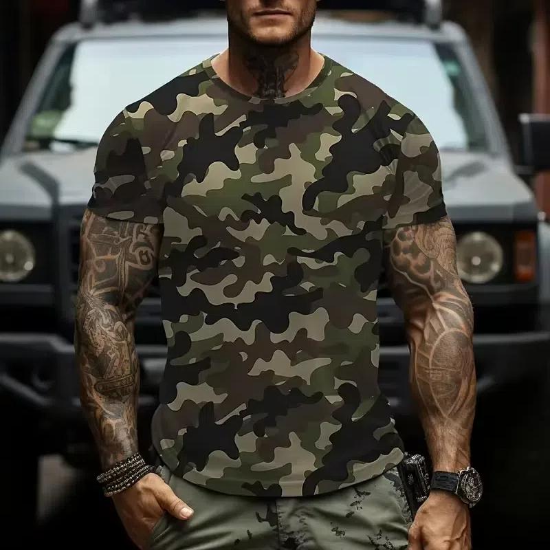 3D Camouflage T-Shirt Männer Kleidung Outdoor Fashion Casual O Hals Kurzarm Sommer Straße Übergroßen Männer Sport Militär T Shirts 4XL gray