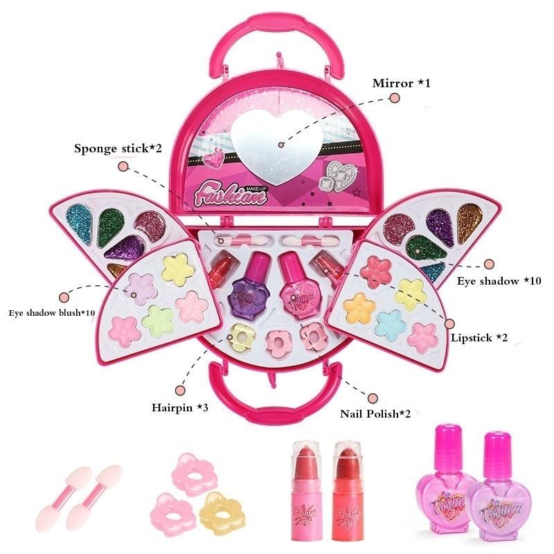 Kinderkosmetik-Set zum Abziehen von Nagellack, Make-up, Prinzessin, Spielhaus, Spielzeug, Mädchen-Partygeschenke 1set rosa