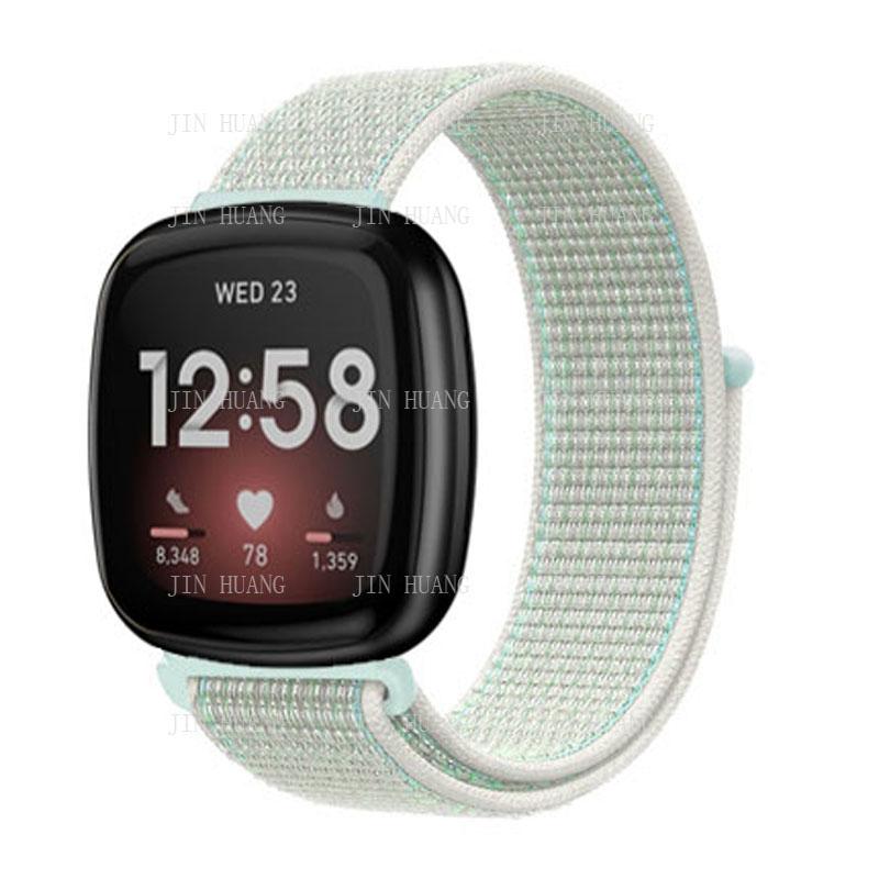 Nylonarmband für Fitbit Versa 4 3 2 Lite Smartwatch-Band Ersatz Uhrenarmband für Fitbit Sense 2 Schlaufe Correa Armband versa 3 or Sense hellgrüne
