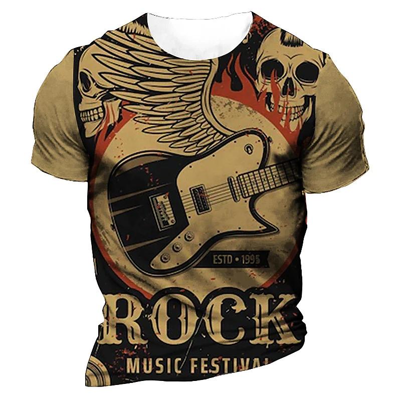 3d Musik T Shirt Für Männer Gedruckt Herren Gitarre T-shirts Hip Hop Kurzarm Übergroßen Tops T Shirt Männer Kleidung männlichen Musik Tops XXL