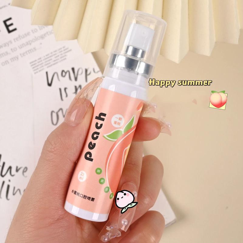Oral Fresh Spray Munderfrischer Geruchsbehandlung Oral entfernen Mundgeruch Frucht-Litschi-Pfirsich-Geschmack Anhaltende Mundpflege peach hellrosa