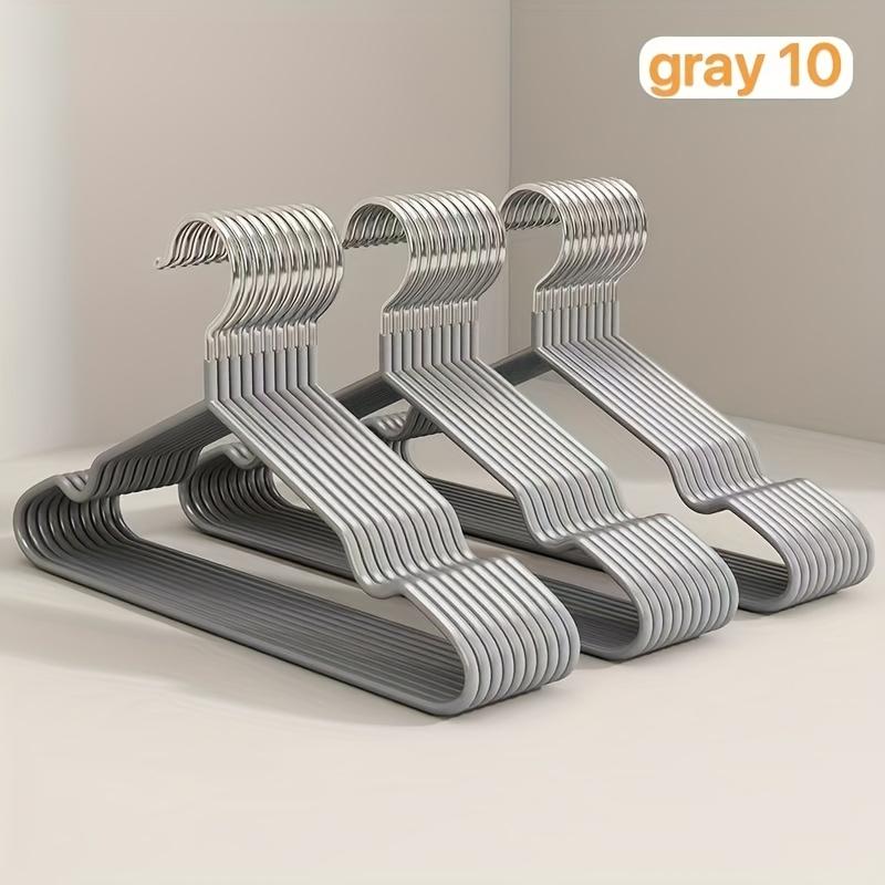 10 Stück rutschfeste Kleiderbügel aus Edelstahl, langlebige, robuste Kleiderschrank-Organizer, geeignet für Zuhause, Kleiderschränke, Garderoben und die Aufbewahrung im Wohnheim. graue