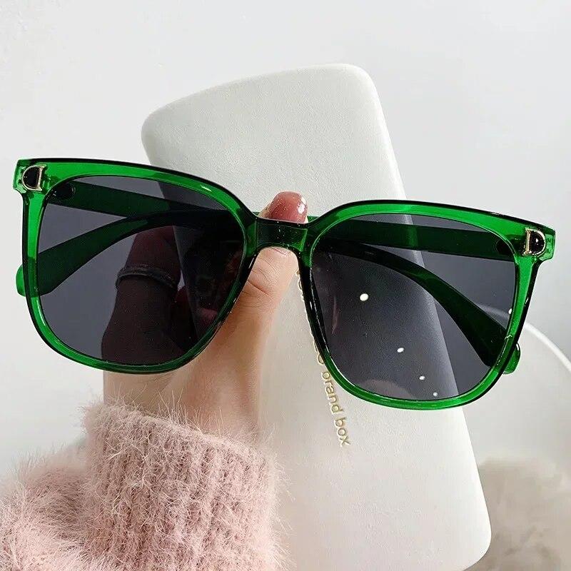 Mode Übergroßen Sonnenbrille Frau Marke Designer Vintage Quadrat Sonnenbrille Weiblichen Großen Rahmen Gradienten Shades Oculos De Sol grün