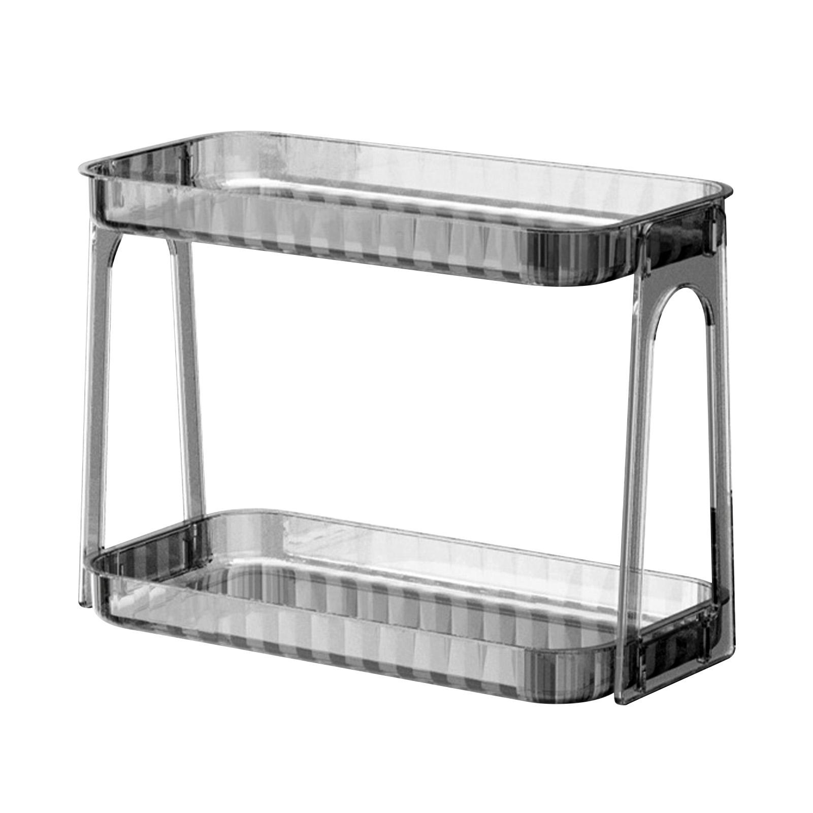 Kosmetik Aufbewahrungsregal Doppelschichtig Transparent Abnehmbar Modern Arbeitsplatte Kosmetik Organizer für grau