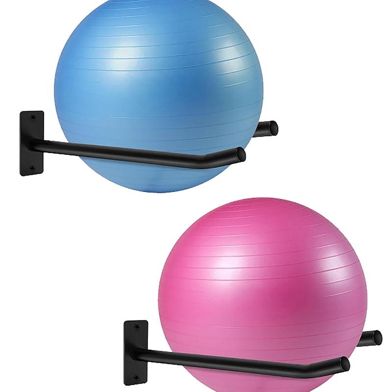 2 Stück Metall-Ballhalter, Gymnastikball-Wandregal für die Aufbewahrung im Fitnessstudio, in der Garage oder im Studio, für Yoga-Bälle/Stabilitätsbälle/Basketball gray
