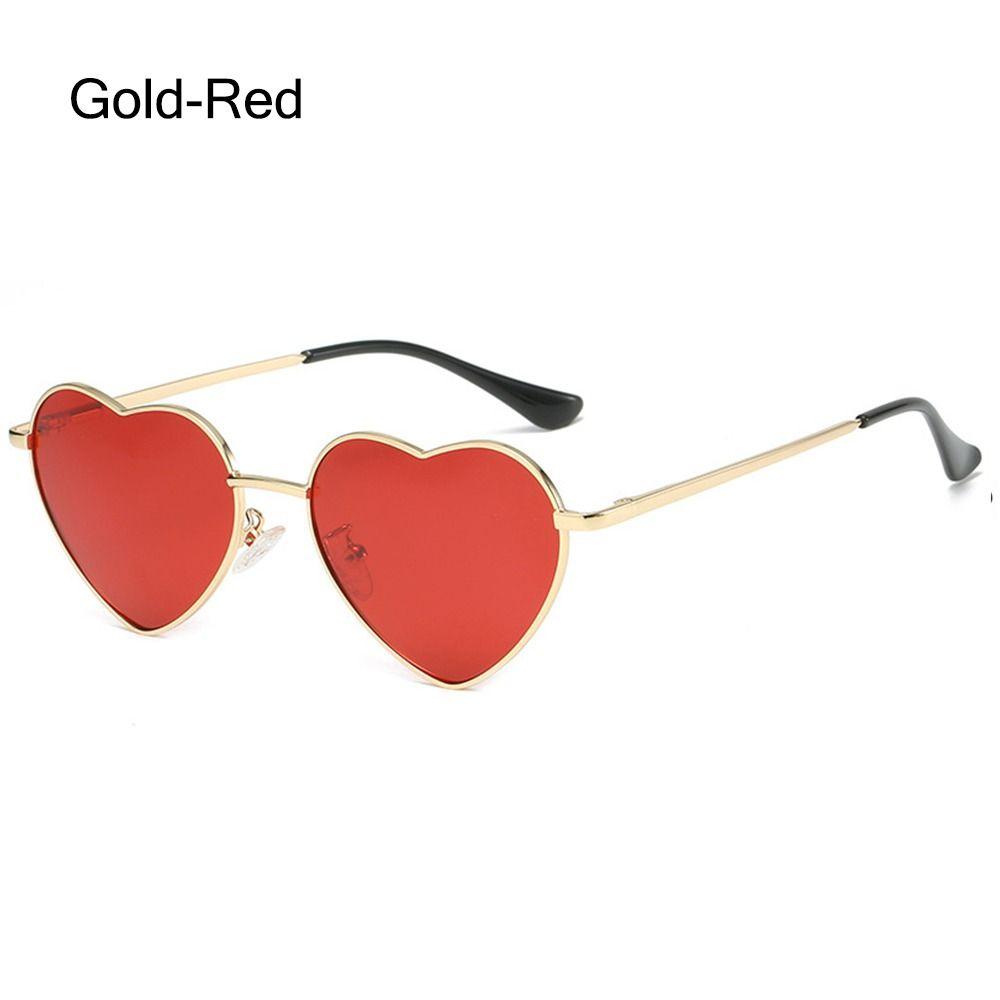 Vintage Metallrahmen Ausgefallene Accessoires Herz Sonnenbrille 90er Jahre Brille Herzförmige Sonnenbrille Shades Gold-Red
