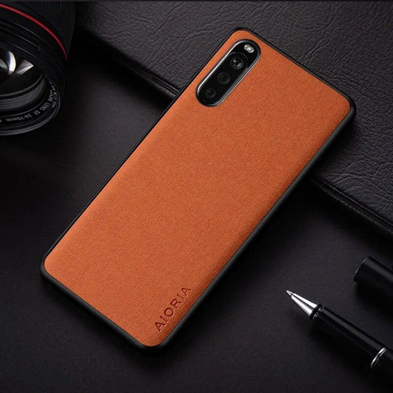 Hülle für Sony Xperia 10 III 5 III 1 III XZ4 ACE 2 Einfaches Design Textilleder-Telefonabdeckung für Sony Xperia 10 III 5 III Hülle Xperia 10 III orange
