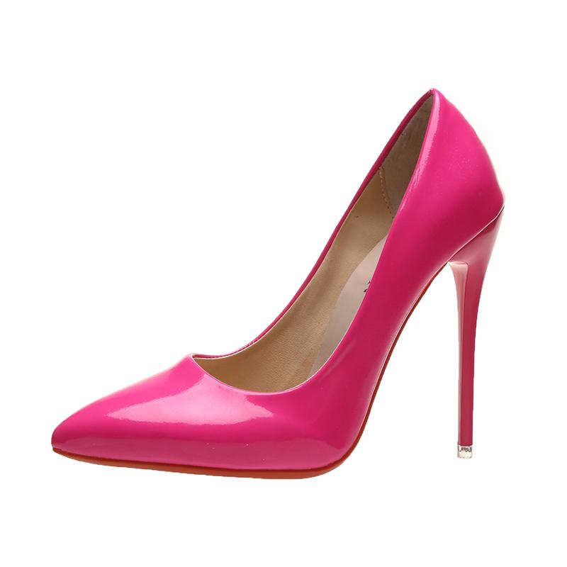 Mode Damen High Heels Mode Große Größe 45 Spitz Stiletto High Heels 12cm Damen Schuhe Bankett Bar Hochzeitsschuhe Rot Rosa 41
