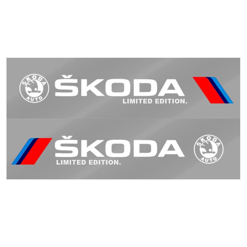 2 Stück Auto Karosserie Dekorationsaufkleber Tür Personalisierte Sportliche Aufkleber für Skoda Superb Octavia Kodiaq Yeti Rapid Karoq Fabia Kamiq Enyaq Vis skoda weiß