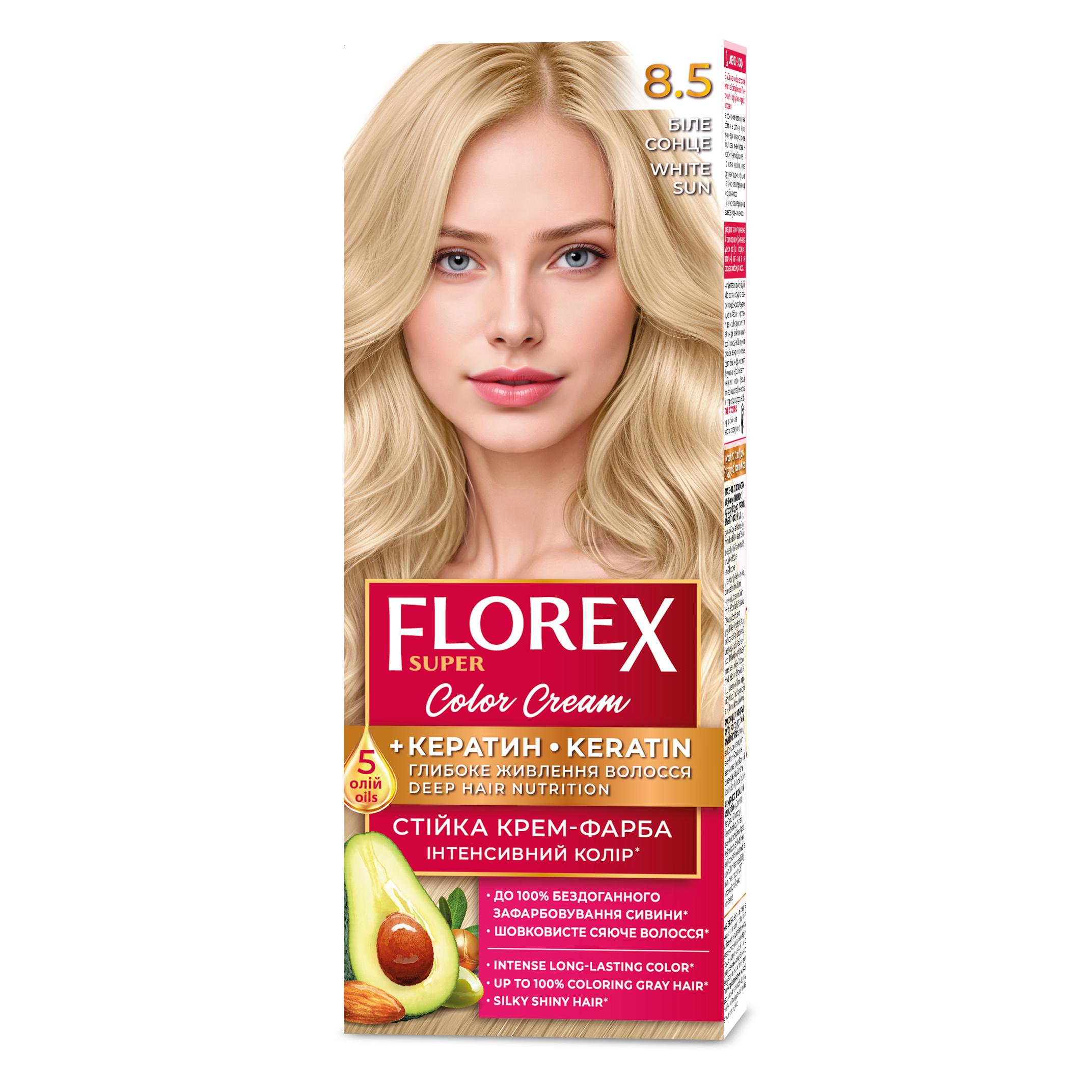 Florex Super permanente Haarfarbcreme - Gibt Ihrem Haar tiefe Nährstoffe, Macht Ihr Haar weich und seidig-glänzend. White Sun 8.5
