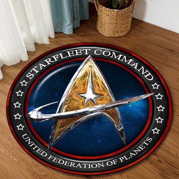 Star Trek Runder Teppich, dekorativer Wohnzimmer-Teppich, Fußmatte, Souvenier, Heimdekoration, Teppiche für das Wohnzimmer Diameter 60cm black