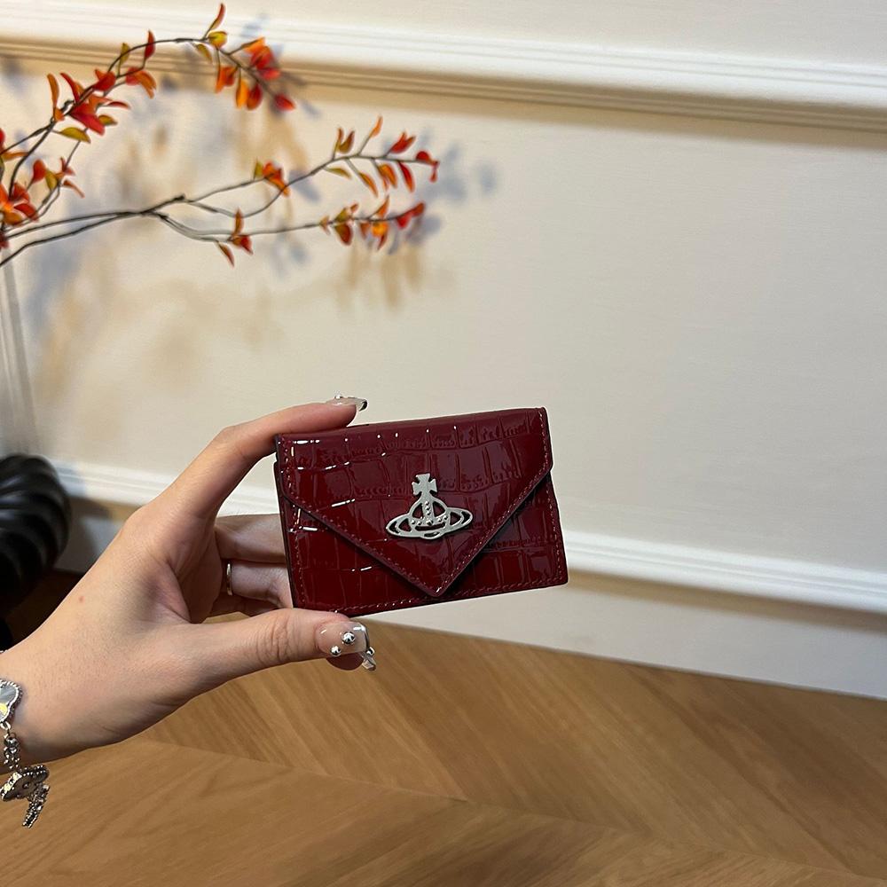 2025 Mini Alligator Damen Geldbörsen Echtes Leder Kurze Geldbörse Glänzende Erste Schicht Rindsleder Geldbörse Markenstil Brieffach Ohne Logo wein rot