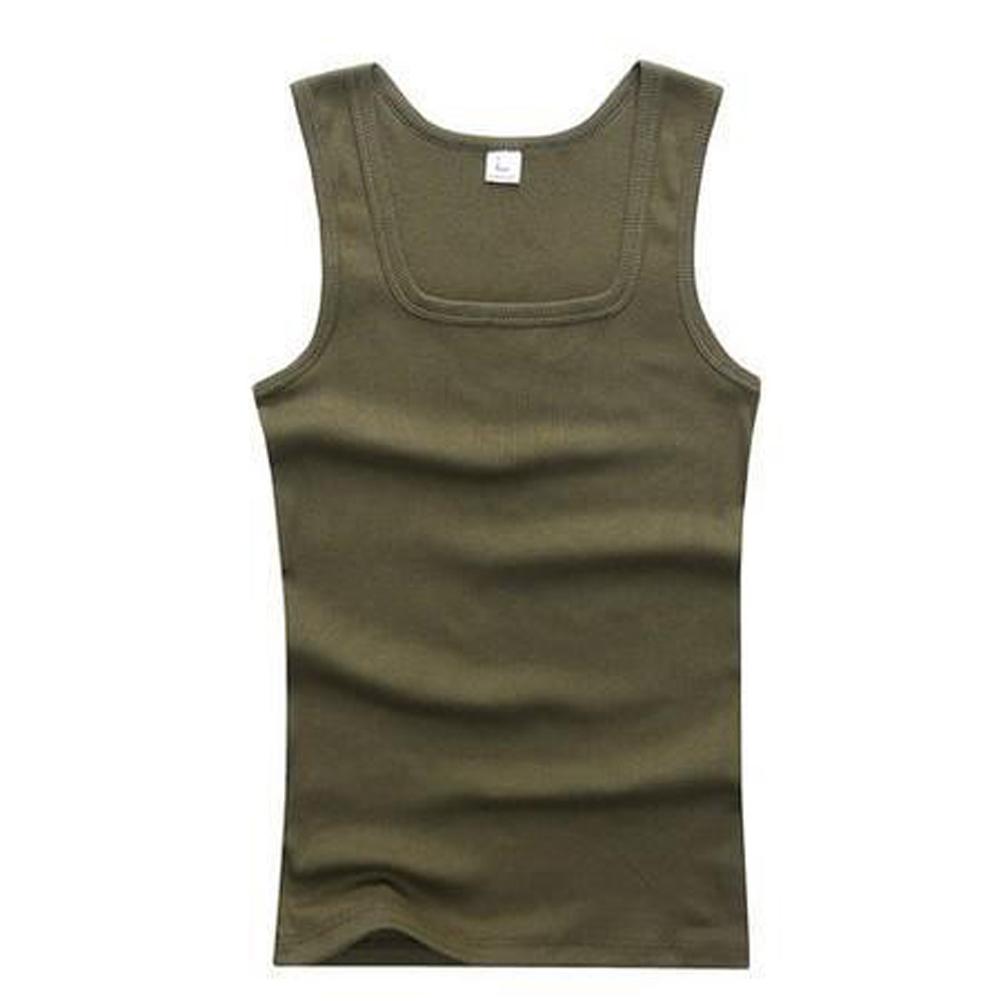Männer Muskelwesten Baumwolle Unterwäsche Ärmelloses Tank Top Solide Muskelweste Unterhemden Quadratischer Kragen Gymclothing Bodybuilding Tank Tops XL armee grüne