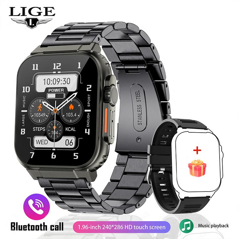 AMOLED HD Bildschirm Bluetooth Anruf Frauen Smart Uhr Männer 600Mah Große Batterie 100+ Sport Fitness Tracker Wasserdichte Smartwatch mann steel belt schwarz