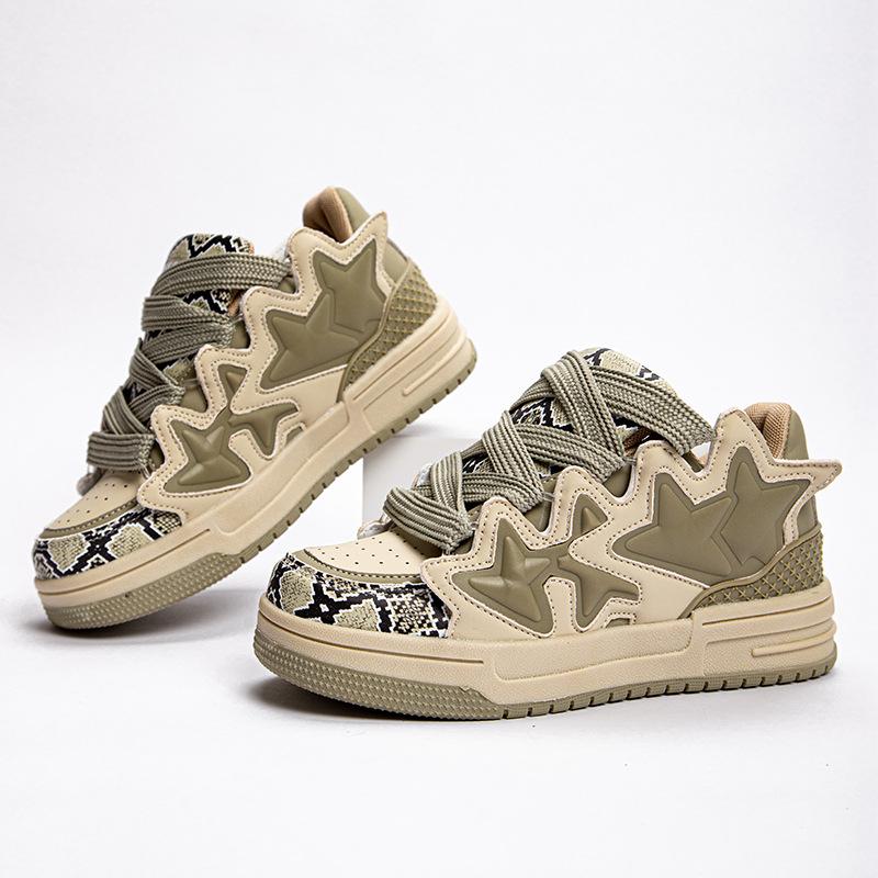 Mode Herren Damen Sneaker Übergröße 41 42 Damen Freizeitschuhe Sterne Klobige Sneaker Frau Dicke Sohle Sportschuhe Brotschuhe 44 beige