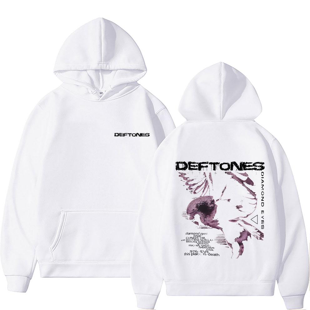 Deftones Diamond Eyes Album Grafik Hoodie Herren Damen Retro Gothic Rock Streetwear Männlich Lässig Fleece Baumwolle Übergroße Hoodies 3XL weiß