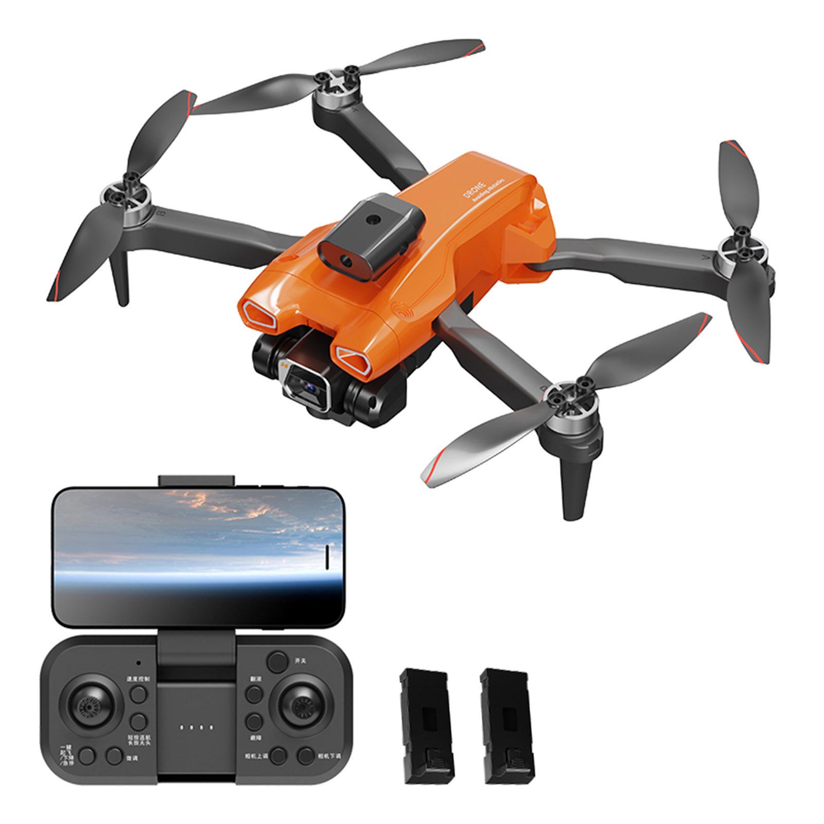 Ferngesteuerte Drohne mit Kamera, 4K-Dual-Kamera, 4-seitige Hindernisvermeidung, bürstenloser Motor, optisch 2 battery orange
