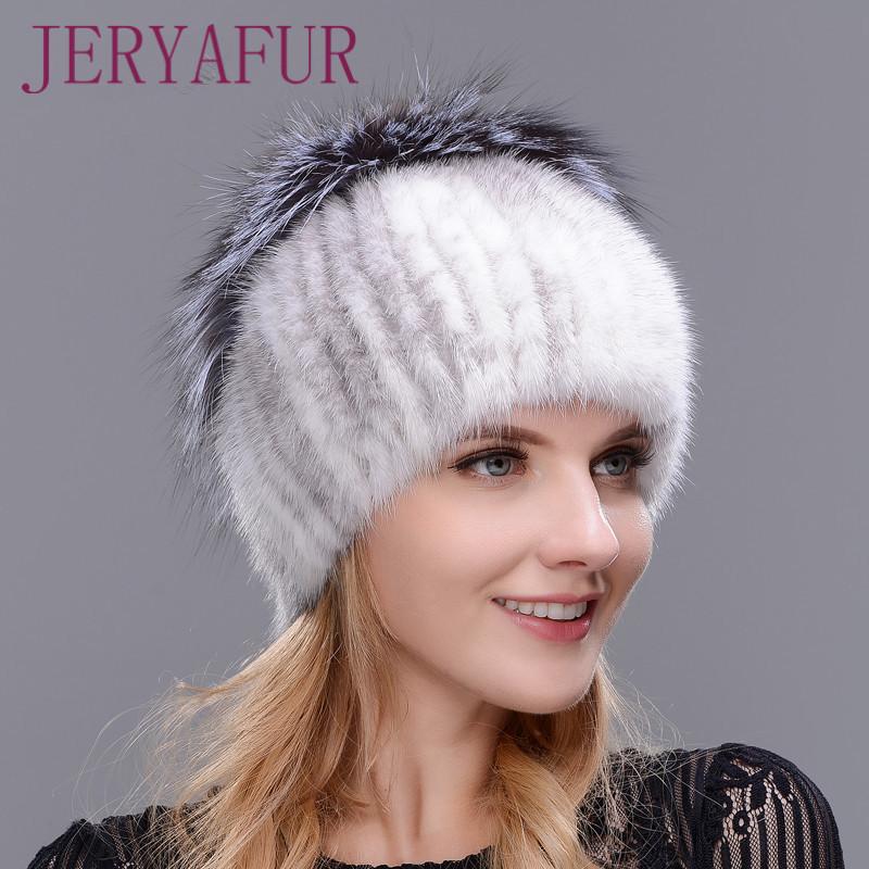 Neue Stil Winter Warme Mütze Kaninchen Fell Blume Mit Fuchs Pelz Auf Der Oberseite Natürliche Importierte Nerz Pelz Warme Mütze für frauen Ohr Warme Mütze