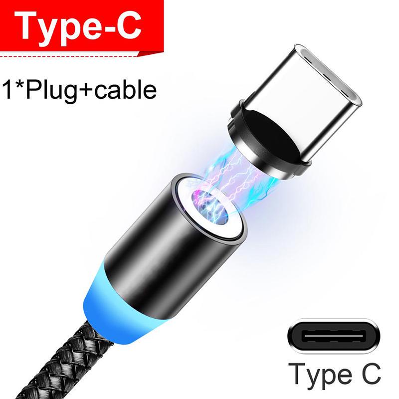 Magnetisches Micro-USB-Kabel, iPhone, Samsung, Android, Schnellladegerät, USB-Typ-C-Kabel, Handy-Kabel Type-C schwarz