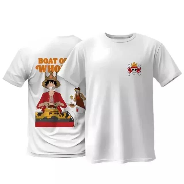 2025 American Vintage Einteiler X Burger King Luffy Sanji T-Shirt Druck Sommer Herren und Damen Reine Baumwolle Streetwear L gray