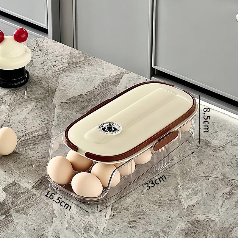Automatischer rollender Kühlschrank-Eierorganizer Küchen-Eierhalter für Kühlschrank Platzsparend Eierspender für Kühlschrank Aufbewahrung JAF239