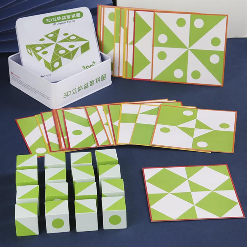 DIY Holzspielzeug 3D Puzzle Räumliches Denken Vorstellungskraft Logikspiel Mathematisches Lernspielzeug für Kinder Brettspiele Geschenke für Kinder