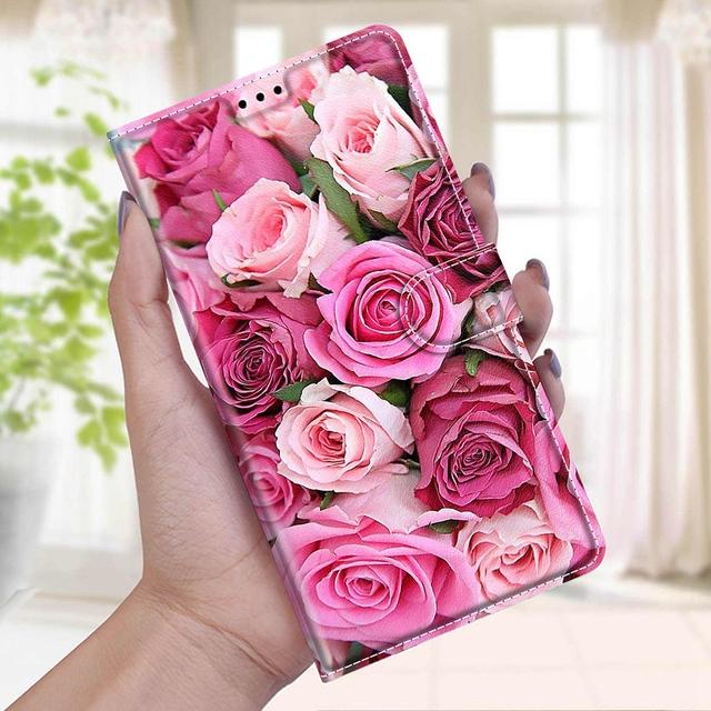 Ledertasche für Funda Samsung Galaxy S22 Plus S21 Ultra S20 Fe 5g S9 S10 Fall süße Panda Katze Rose Brieftasche Flip Phone Cover Frauen Samsung S21 FE
