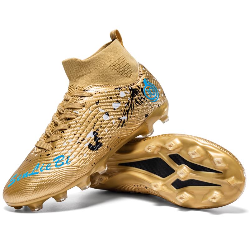 33-46 Unisex Fußballschuhe Sind Lange Nägel Hochelastische Socken Professionelle Künstliche Kapitän Outdoor-Sportarten Kinder Fußballschuhe 35 gold