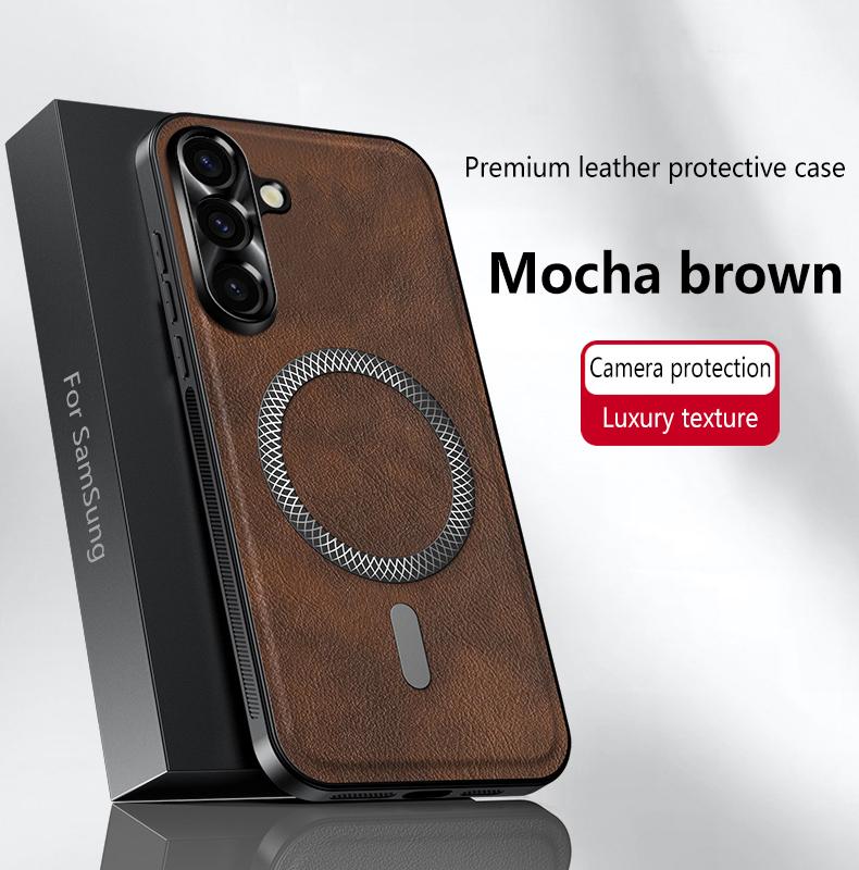 Retro Leder Magnetische Handyhüllen Für Samsung Galaxy A16 A25 A34 A52 A53 A54 A55 5G Metall Kamera Schutz Stoßfeste Hülle A35 braun