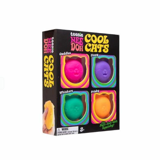 Neues Teenie Nee Doh Cool Cats 4er-Pack Entzückende Mini-Katzen Fidget Spielzeuge Weiche Knetbare Stressabbau Sensorische Quetschspielzeuge für Erwachsene