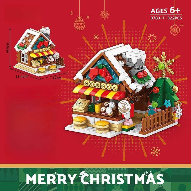 Weihnachtsbaum Lebkuchen Café Modellbausteine DIY Elch Schneemann Zug Steine Schmuck Spielzeug für Kinder Erwachsene Geschenke Spielzeug