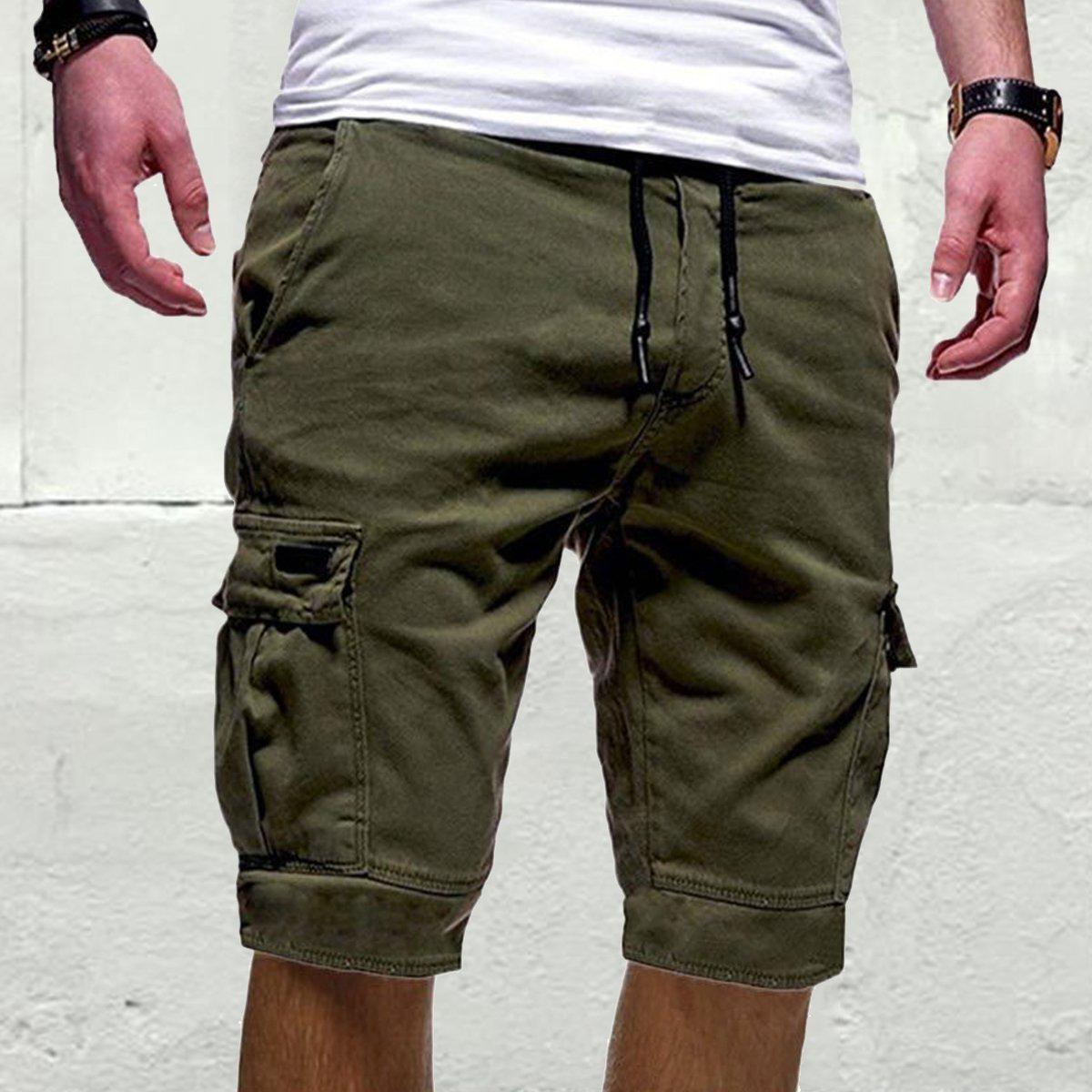 Herren-Shorts, grüne Cargo-Shorts, Sommer-Bermudas, männliche Taschen, Jogger-Shorts, lässige Arbeits-Armee-taktische Bermudas XL armee grüne