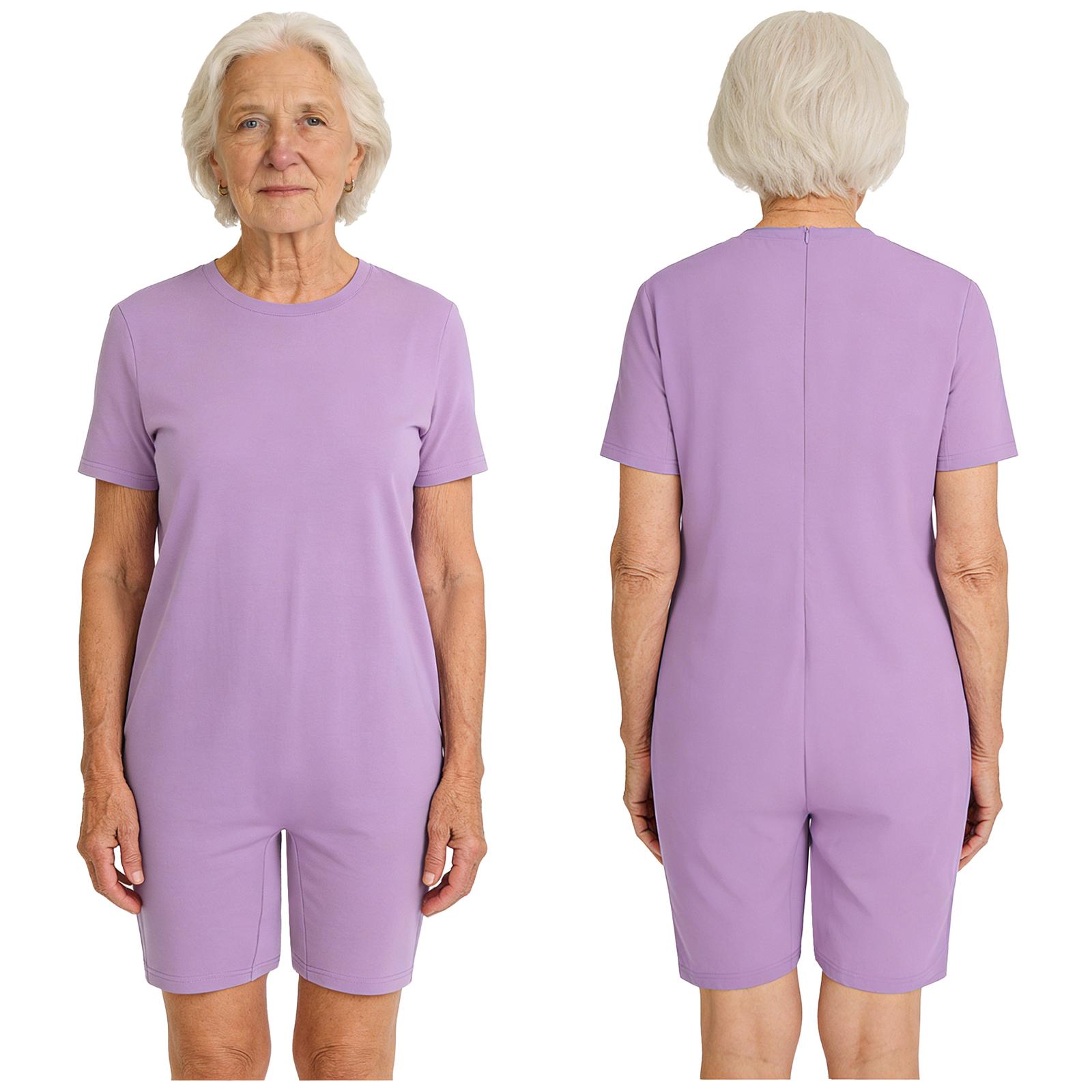 Kompletter Anti-Strip Sicherheits-Overall S-3XL: Unisex Overall mit Rückenreißverschluss für Patienten mit Demenz oder Verhaltensauffälligkeiten 3XL lavendel