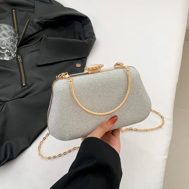 Luxus High Design Frauen Abend Tasche Marke Party Bankett Glitter Tasche für Damen Hochzeit Kupplung Handtasche Schulter Tasche Kette Bolsas gray