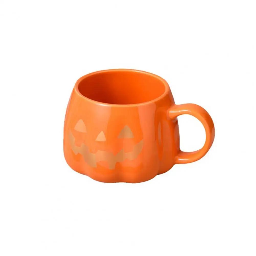Festliche Kürbis Tasse Niedliches Kürbisgesicht Keramik Halloween Tassenset 400ml Kürbismuster Kaffeetassen für Getränke für Erwachsene 301-400ml orange