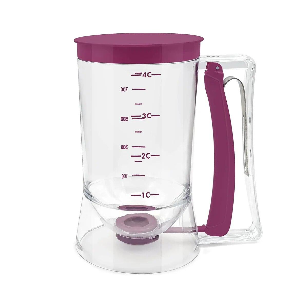 Pfannkuchenteigspender, Teigtrenner, Backgeschirr, Küchenwerkzeug für Pfannkuchen, Cupcakes, Waffeln, Muffins, Mix, Crêpe-Kuchen, Backzubehör violett